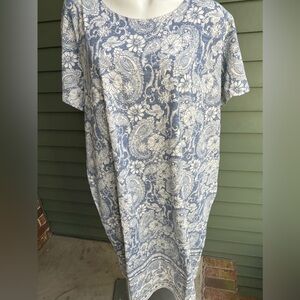 J Jill Floral Blue and White Dress
